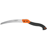 Folding pruning saw with a 250mm curved blade, ideal for easy tree trimming and landscaping tasks.