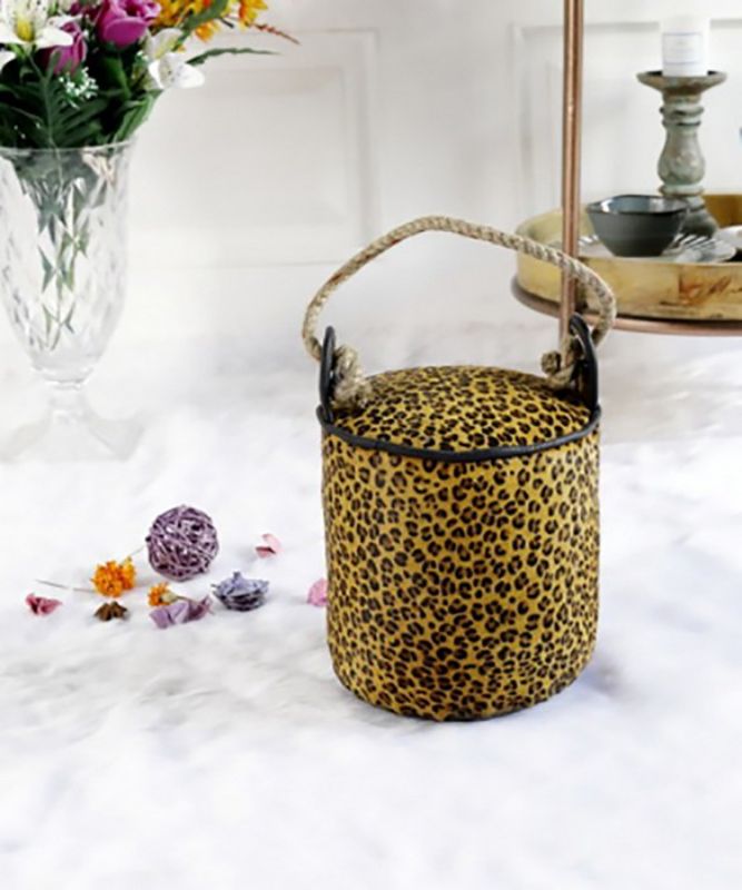 Leopard leather door stop measuring 19cm, stylishly prevents door damage while adding a chic accent to any room.