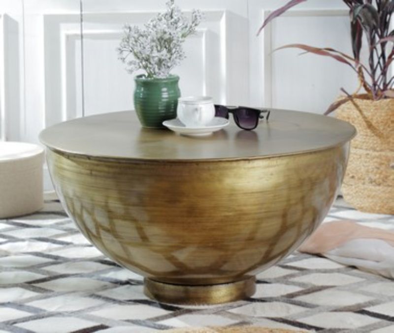 Elegant brass coffee table (65cm) with sleek design, perfect centerpiece for modern living spaces.