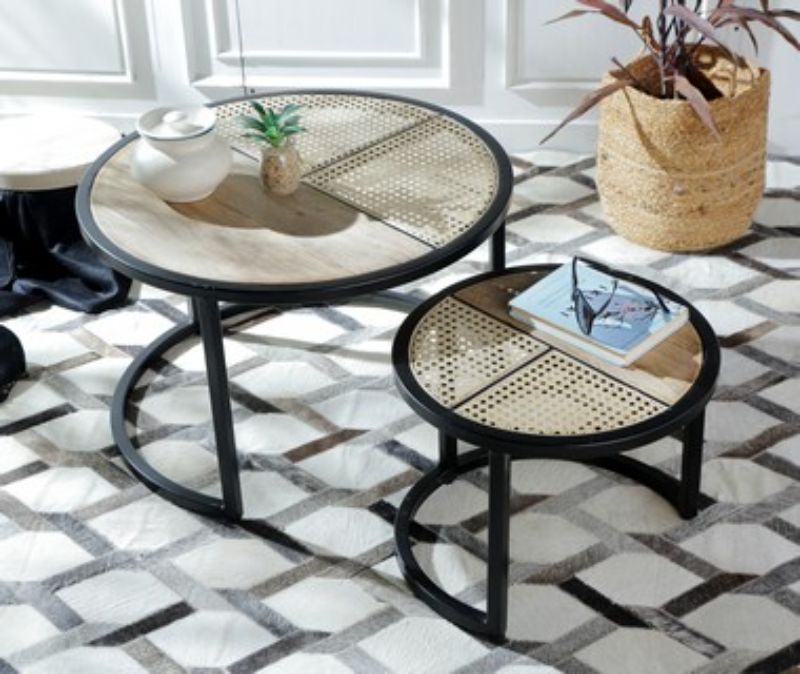 Set of 2 modern nesting side tables, 60cm, perfect for compact spaces and versatile use in any decor.