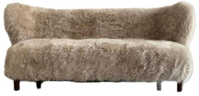 Sherpa Love Seat (183cm) with plush faux fur upholstery and sturdy oak frame, ideal for comfort and style in modern living spaces.