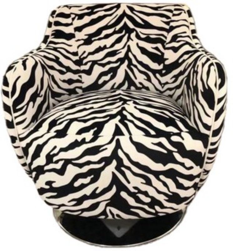 Chic swivel chair with contemporary zebra print, perfect for modern decor and versatile comfort in any space.