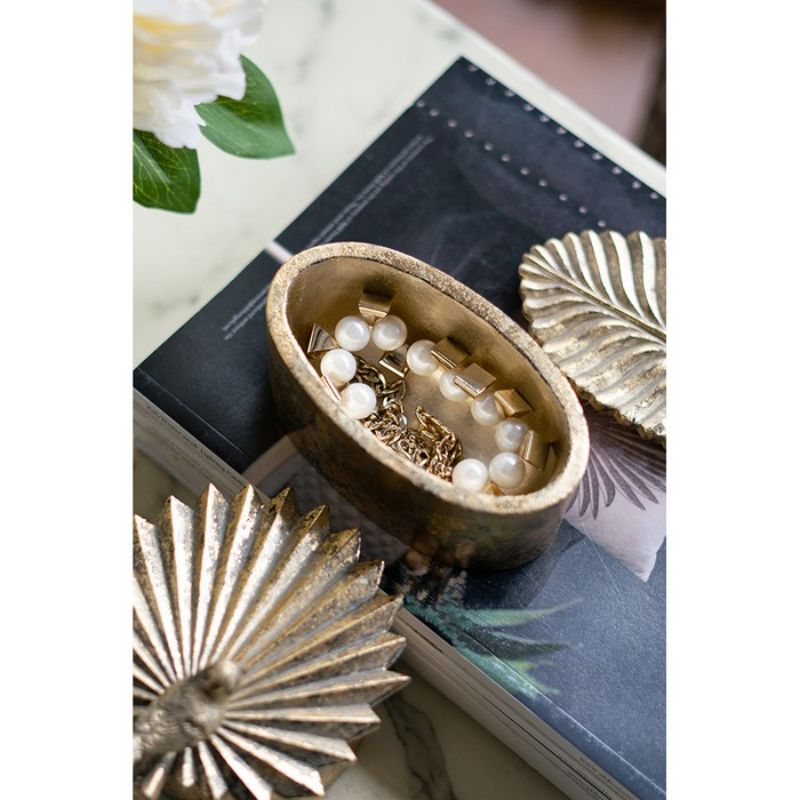 Elegant 15.5cm oval trinket box with a bird on a leaf, perfect for storing jewelry and enhancing home decor.