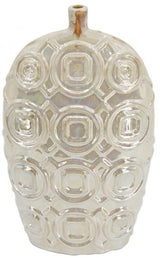 Iridescent ceramic vase with a geometric relief design, measuring 40.5 cm, perfect for elegant home decor.