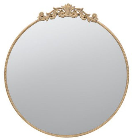 Gold round mirror measuring 97.8cm, elegantly enhancing any space with stylish reflection and light.