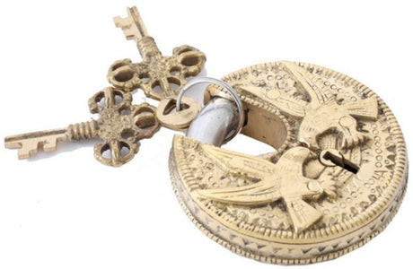 Brass Eagle padlock, 7.5cm, features an eagle emblem, durable, compact, and ideal for securing valuables indoors and outdoors.