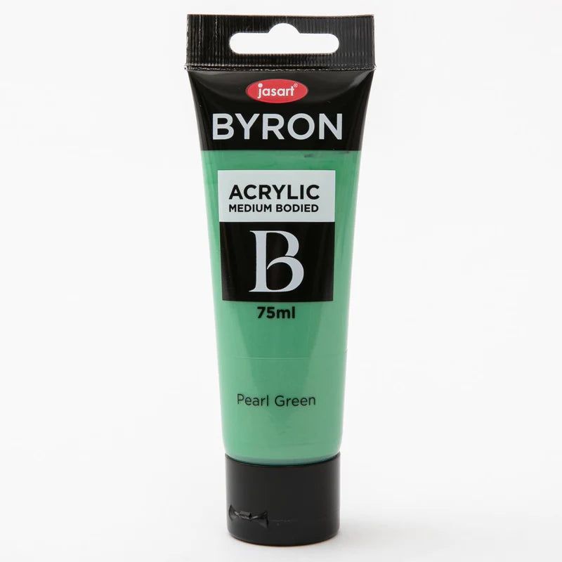 75ml Jasart Byron Acrylic Paint in Pearl Green, vibrant, medium-bodied, non-toxic, suitable for multiple surfaces.