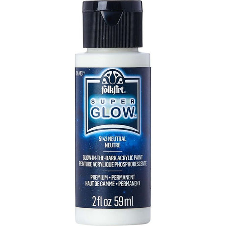 Folk Art 5143 Super Glow Paint 2oz/59ml: Permanent glow-in-the-dark paint for vibrant crafts, perfect for special occasions and decorations.