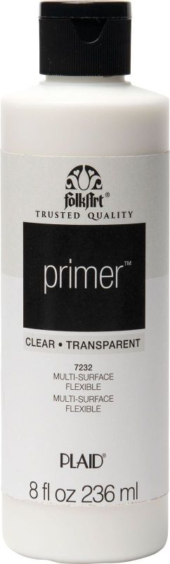 Clear 8oz Folk Art Primer, a versatile, non-toxic base for various surfaces, enhancing arts and crafts with smooth application.