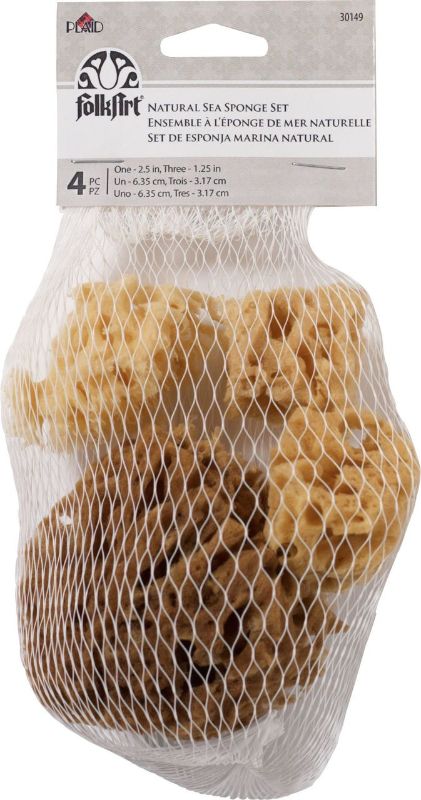 Bleached sea sponges in varied sizes for creating unique textures in DIY crafts and home decor projects.