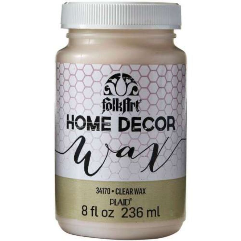 Clear paraffin-infused wax in an 8oz bottle, ideal for sealing and protecting DIY home decor projects with a satin finish.