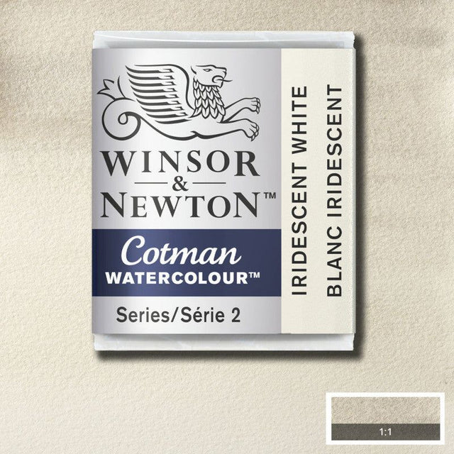 Iridescent White Cotman Watercolour Half Pan, offering shimmer, versatility, and lightfast quality for artists and creatives.