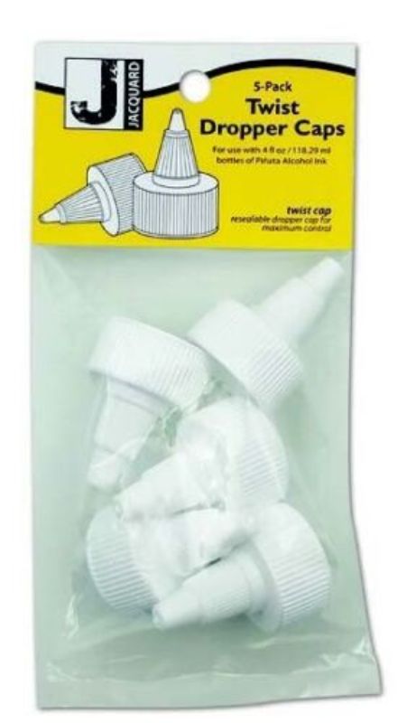 Pack of 5 Jacquard Piñata twist dropper caps for precise ink control, perfect for artists and crafters.