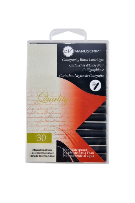 Manuscript Fountain Pen Cartridges Black Pack Of 30