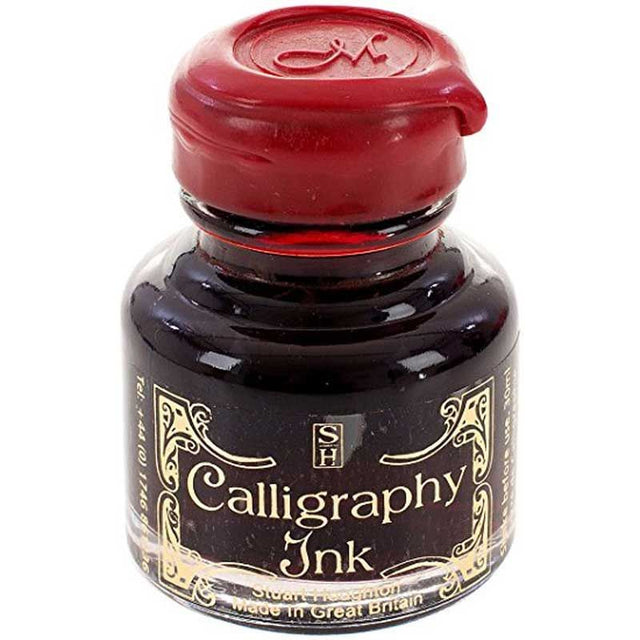 Vibrant 30ml RUBY calligraphy ink, perfect for dip pens, with a stylish wax seal cap for secure storage and artistic flair.