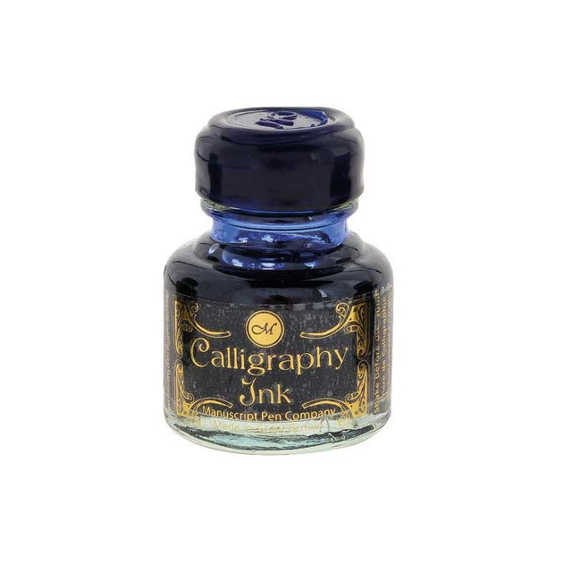 Sapphire calligraphy ink in a 30ml bottle with wax seal top, perfect for vibrant writing and artistic lettering.