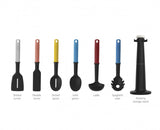 Joseph Joseph Elevate Carousel set with 6 utensils and rotating stand designed for hygiene and efficiency in cooking.