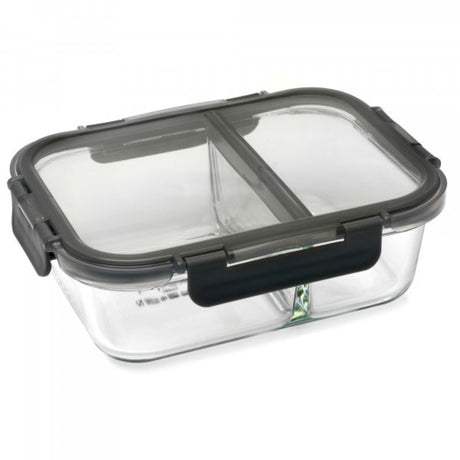 Pyrex 980ml divided glass meal prep container with leak-proof lid, perfect for organizing fresh meals for the week.