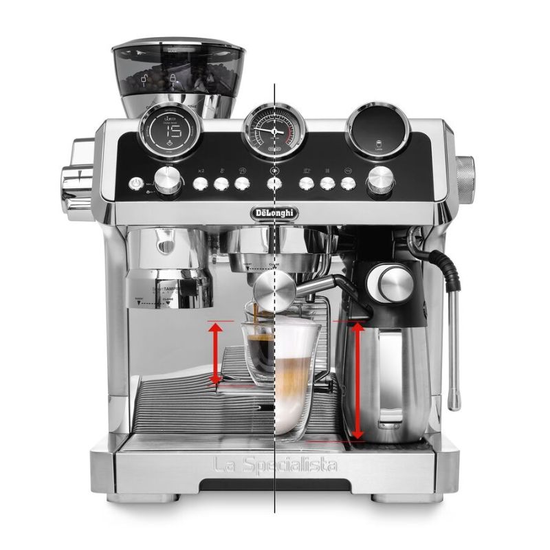 Manual coffee machine with Cold Extraction Technology, stainless steel design, and versatile milk system for perfect brews.