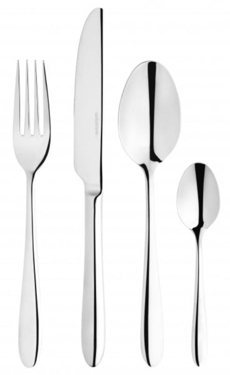 Elegant Wiltshire Salisbury 24pc cutlery set in 18/10 stainless steel with mirror finish, perfect for any dining occasion.