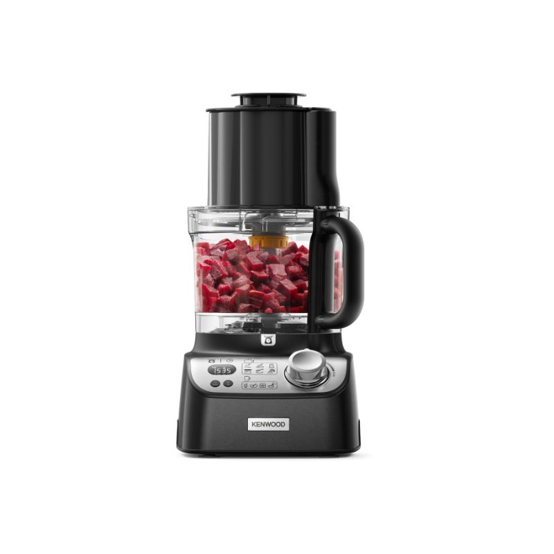 Kenwood MultiPro XL 3.5L Food Processor in black, featuring a wide feed tube, integrated weighing, and versatile blending options.