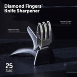 Furi Diamond Fingers™ Knife Sharpener with 6 stainless steel diamond-coated fingers for sharp, precise blades in a compact design.