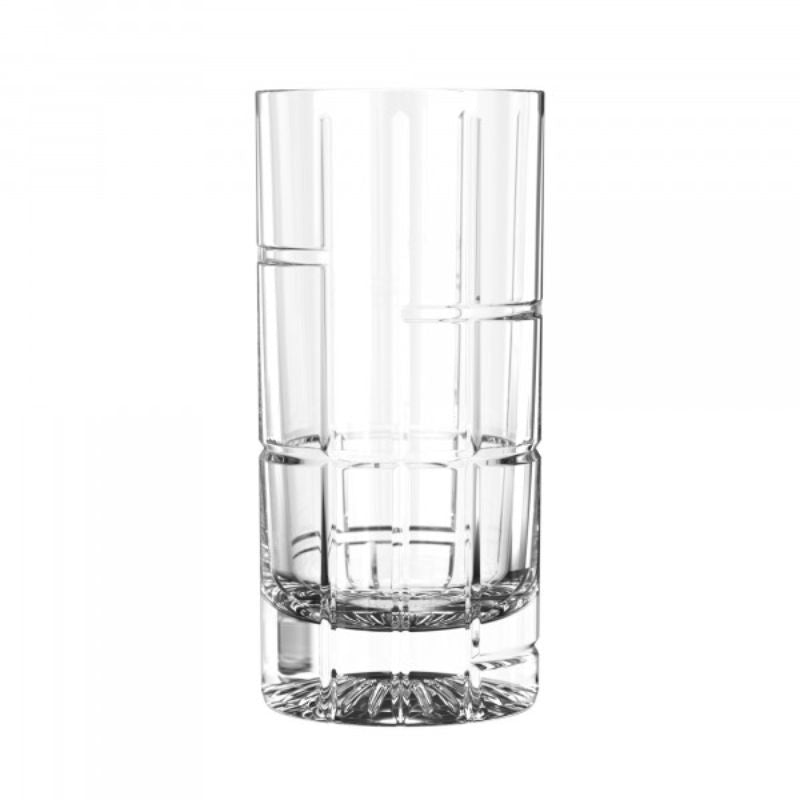 A set of 6 stylish 350ml hiball glasses with a modern design and durable thick glass, perfect for various beverages.