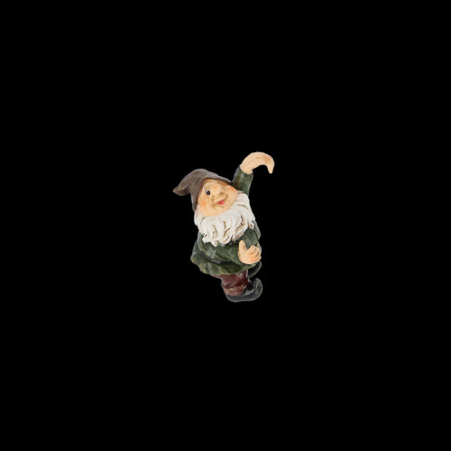 Colorful assorted pot hanger gnome made of durable poly resin, perfect for adding whimsy to indoor and outdoor plants.