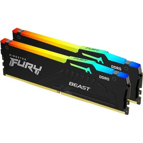 Kingston FURY Beast 16GB DDR5 Memory Kit, dual 8GB DIMMs, 5200 MT/s speed, optimized for gaming and multitasking.