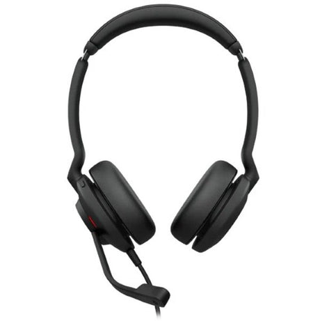 Jabra Evolve2 30 SE USB-C UC Stereo headset with soft foam cushioning, Teams optimization, and LED notifications for calls.