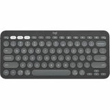 Logitech Pebble Keys 2 K380s wireless keyboard in Tonal Graphite with Bluetooth, compact design, and eco-friendly construction.