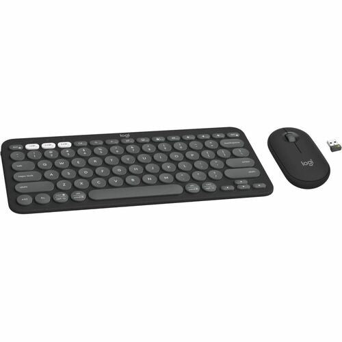 Logitech Pebble 2 Combo Keyboard and Mouse in Tonal Graphite, featuring wireless connectivity and ergonomic design for productivity.