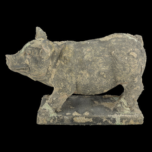 Ornament - Aged Moss Pig (29cm)