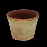 Set of 12 round terracotta pots, 16 x 16 x 14 cm, featuring a Tuscan-inspired design with an aged finish for stylish gardening.