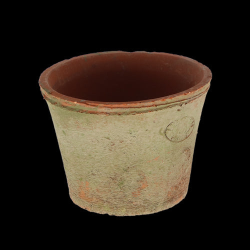 Set of 12 handcrafted terracotta pots, 16 x 16 x 14cm, with rustic Tuscan design, perfect for vibrant indoor or outdoor planting.