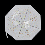 Transparent umbrella with whimsical bee print, automatic open, lightweight, 81x81x83cm, perfect for stylish rainy days.