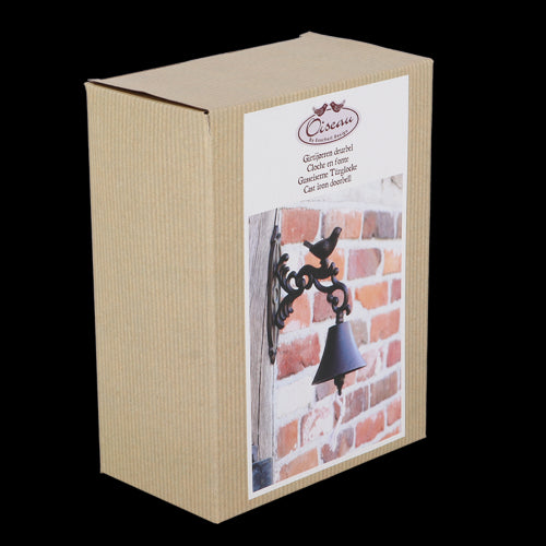 Rustic 24cm cast iron doorbell featuring a charming bird design, perfect for welcoming guests with style and durability.