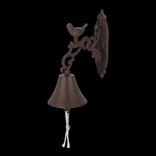 Rustic cast iron doorbell featuring a charming bird design, perfect for welcoming guests to your home or garden.
