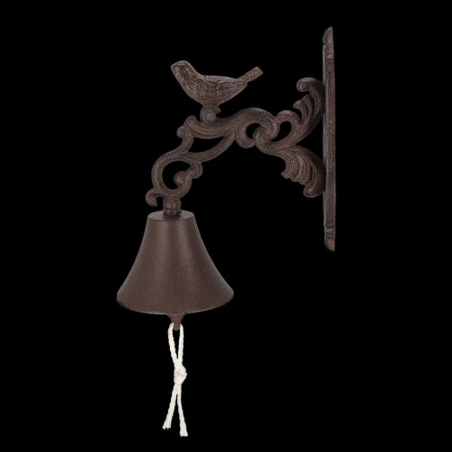 Rustic cast iron doorbell featuring a charming bird design, measuring 24cm, perfect for welcoming guests in style.