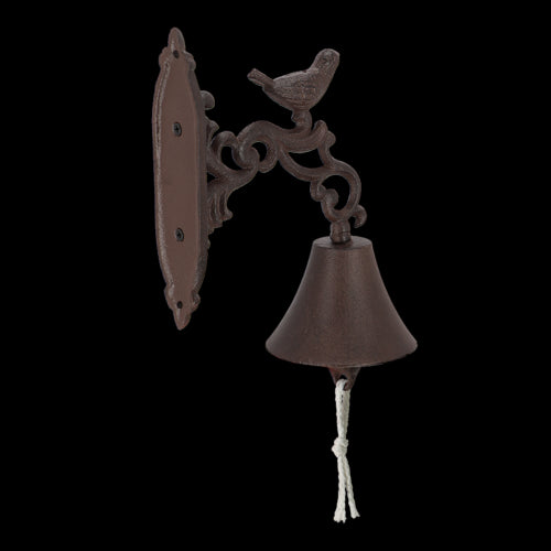 Rustic cast iron doorbell featuring a charming bird design, measuring 24cm, perfect for welcoming guests to your home.