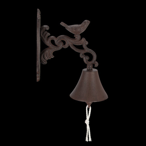 Rustic 24cm cast iron doorbell featuring a charming bird design, perfect for enhancing home entryways with style.