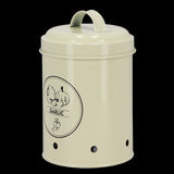 Stylish 17.2cm garlic storage tin with ventilation holes for freshness, perfect for organizing your kitchen essentials.