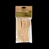 Set of 8 biodegradable wooden cutlery, featuring unique wood grain, perfect for eco-friendly dining at any gathering.