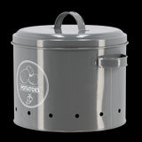 Charcoal storage tin with potato print, designed for freshness and ventilation, measuring 27 x 23 x 21cm.