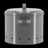 Charcoal potato storage tin with ventilation holes, charming design, 5.94L capacity, ideal for keeping potatoes fresh.