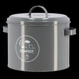 Stylish charcoal storage tin composter, 27 x 23 x 21cm, with odor-filtering lid and easy-clean interior for eco-friendly living.