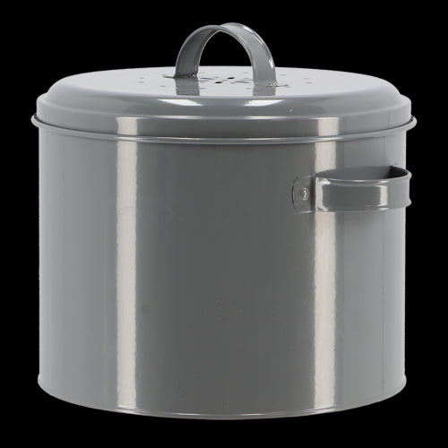 Stylish charcoal composter for kitchen waste, featuring odor-filtering lid and easy-clean interior, 27 x 23 x 21cm.