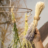 Dried Flower Herb Rack set of 4 with 6 adjustable hooks for stylishly drying herbs and flowers in your kitchen.