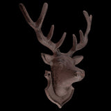 Rustic cast iron deer wall decoration, measuring 22 x 10 x 26cm, ideal for enhancing nature-inspired home decor.