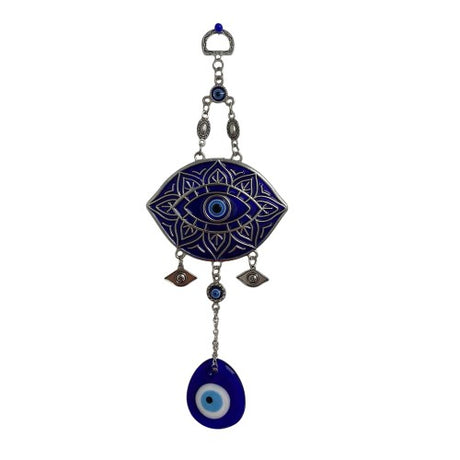 Vibrant blue glass Evil Eye Charm, a powerful amulet for spiritual protection and warding off negative energies.